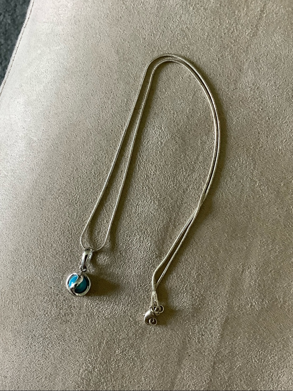 Sterling Silver Necklace with Blue Turquoise Pendant